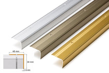 Aluminium Stair Nosing 48mm x 34mm x 1.18 & 2.4m in Silver, Gold and Champagne