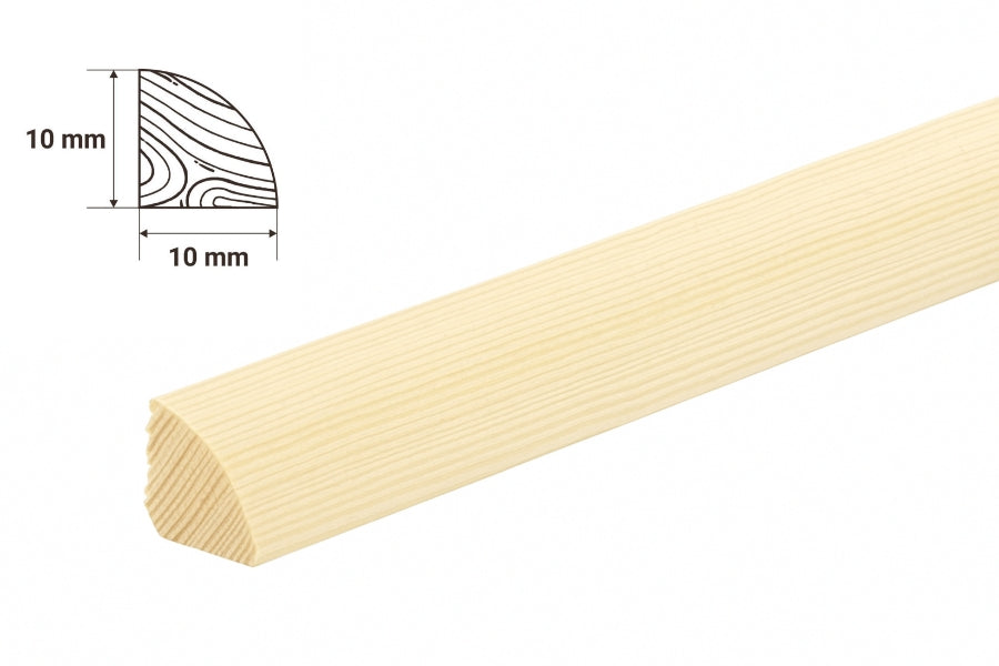 Pine Wood Quadrant Trim 10 MM 12 MM 20 MM x 1 M & 2.4 M Length Natural Moulding Decorative Flooring Edge Beading Strip