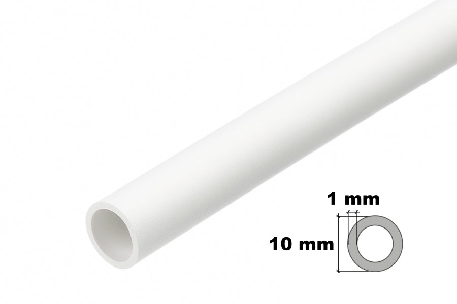White Plastic Round Pipe Tube PVC - 1 m / 39.37 inch Length