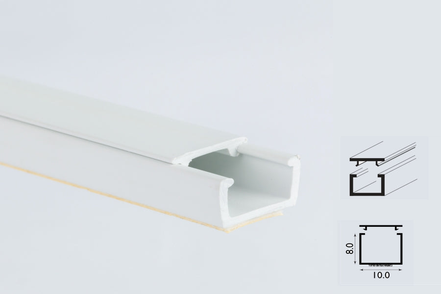 Mini Cable Trunking White -1m & 2.44m Length-  PVC Self-Adhesive Wire Conduit Plastic Cover
