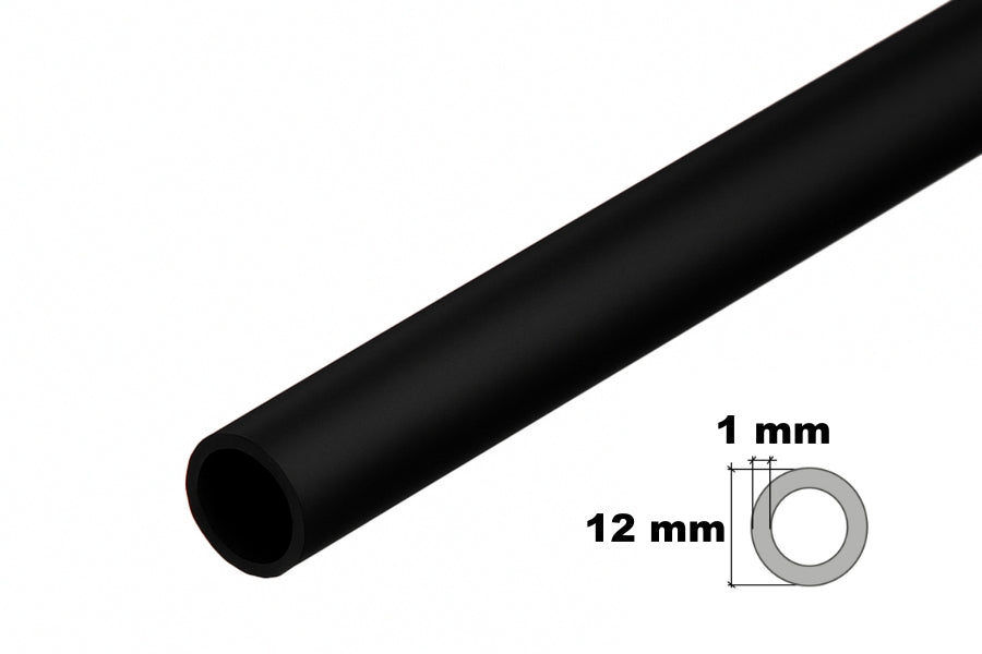 Black Plastic Round Pipe Tube PVC -1m / 39.37 Inch Length