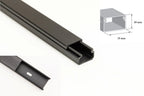 Mini Cable Trunking Black - 1m & 2m Length - PVC Srew Fix Wire Conduit Plastic Cover