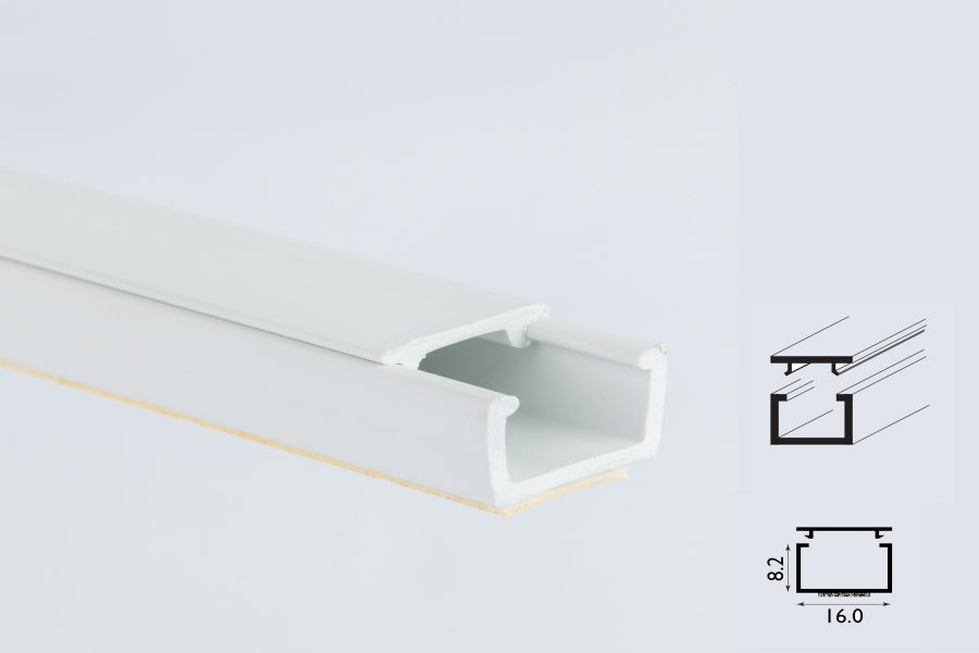 Mini Cable Trunking White -1m & 2.44m Length-  PVC Self-Adhesive Wire Conduit Plastic Cover