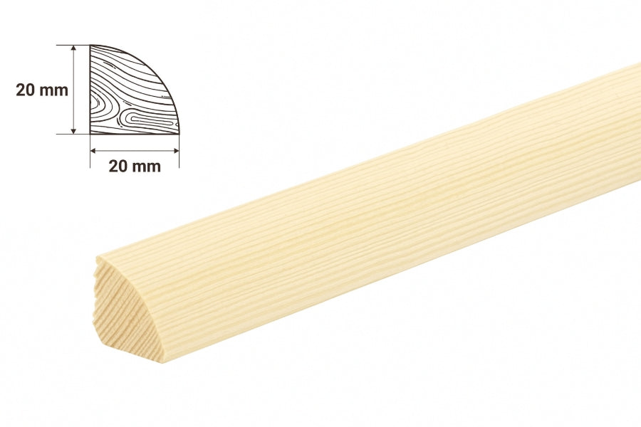Pine Wood Quadrant Trim 10 MM 12 MM 20 MM x 1 M & 2.4 M Length Natural Moulding Decorative Flooring Edge Beading Strip