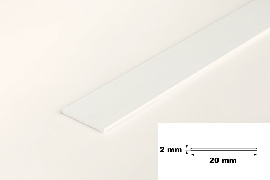 6m Length â€“ White PVC Flat Architrave Trim Plastic Bar Strip Roll Various Sizes
