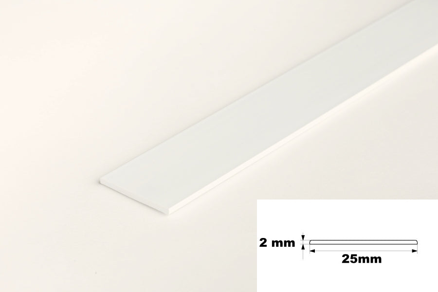 6m Length â€“ White PVC Flat Architrave Trim Plastic Bar Strip Roll Various Sizes