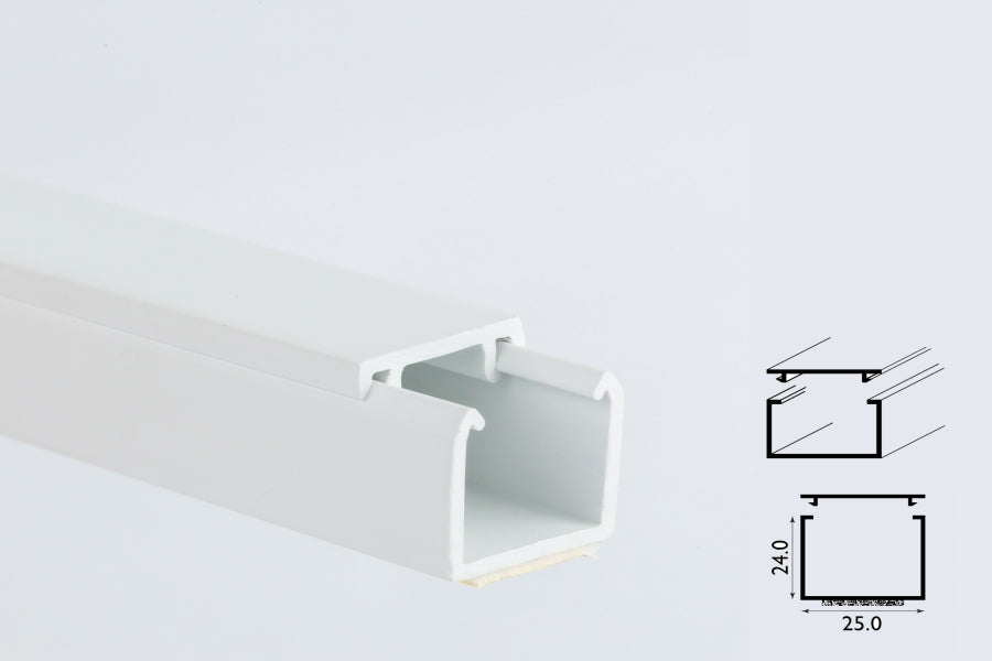 Mini Cable Trunking White -1m & 2.44m Length-  PVC Self-Adhesive Wire Conduit Plastic Cover