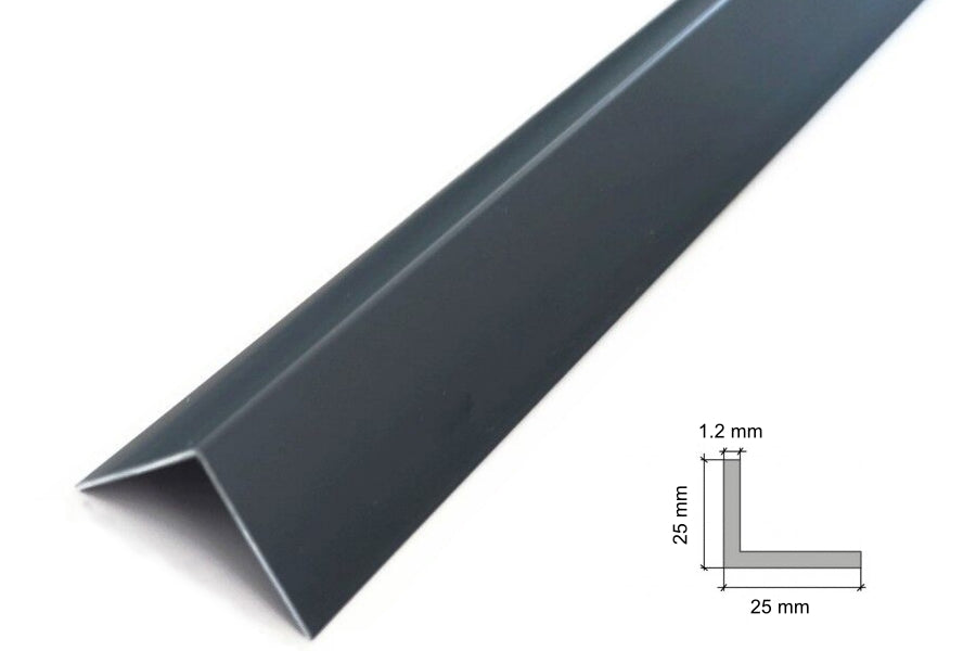 1m & 2.48m Length â€“ Anthracite PVC Corner Angle Trim 90Â° Plastic Equal & Unequal RAL 7016 Edge Protector