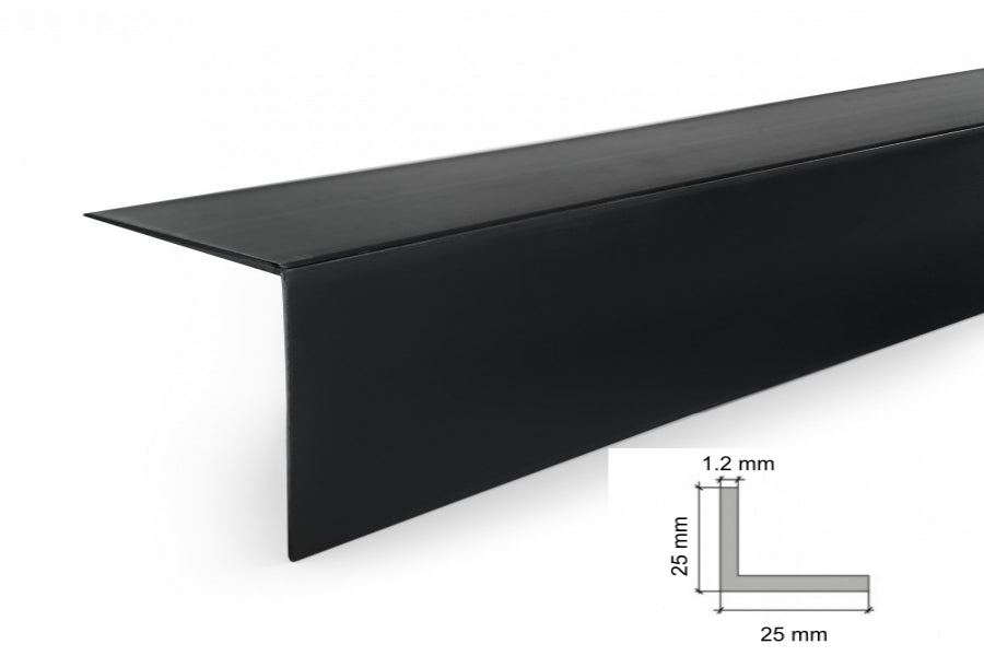 1m & 2.48m Length â€“ Black PVC Corner Angle Trim 90Â° Plastic Equal & Unequal Edge Protector