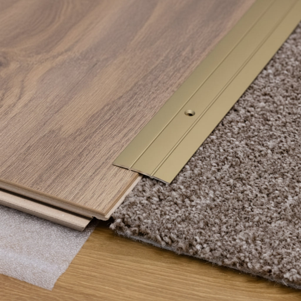 Aluminium Door Threshold Strip 37 MM x 1 M Length Anodised Screw-Fix Champagne Gold Silver DTPS37