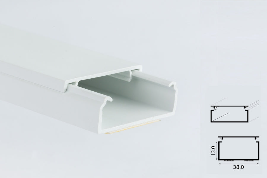 Mini Cable Trunking White -1m & 2.44m Length-  PVC Self-Adhesive Wire Conduit Plastic Cover
