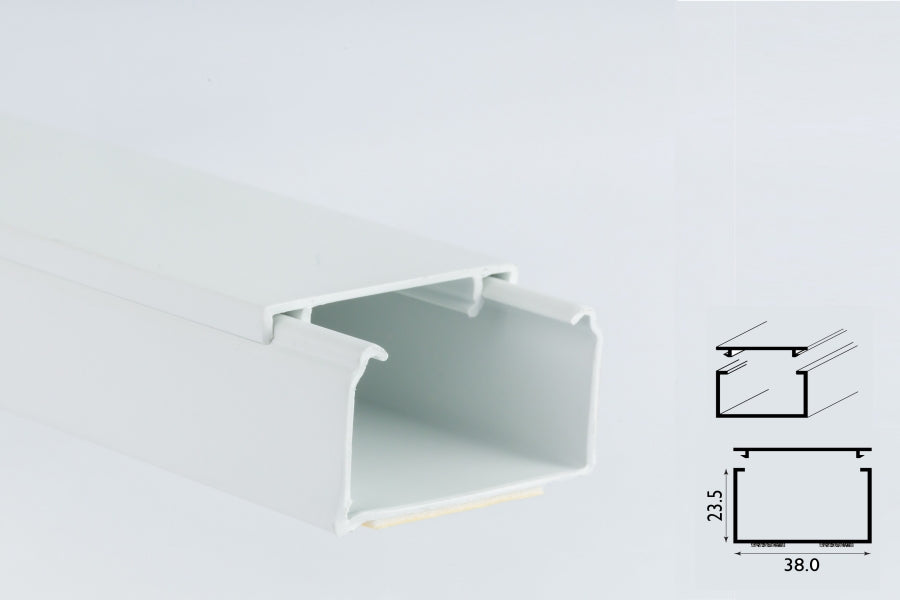 Mini Cable Trunking White -1m & 2.44m Length-  PVC Self-Adhesive Wire Conduit Plastic Cover