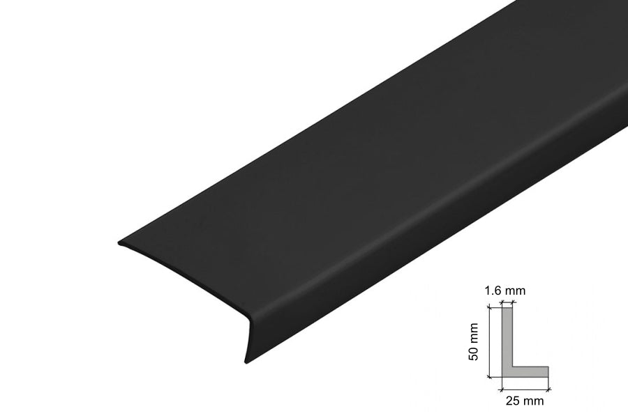 1m & 2.48m Length â€“ Black PVC Corner Angle Trim 90Â° Plastic Equal & Unequal Edge Protector