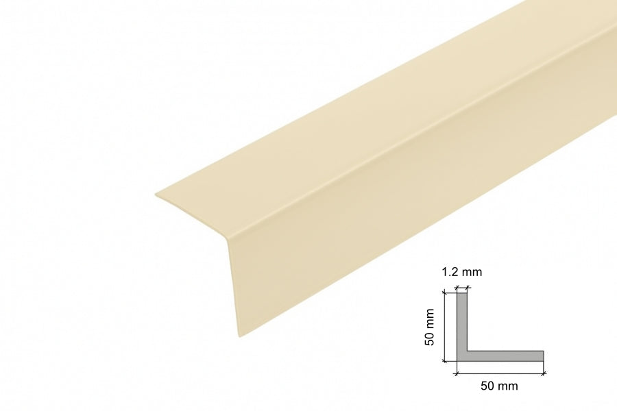 1m & 2.48m Length â€“ Ivory PVC Corner Angle Trim 90Â° Plastic Edge Protector