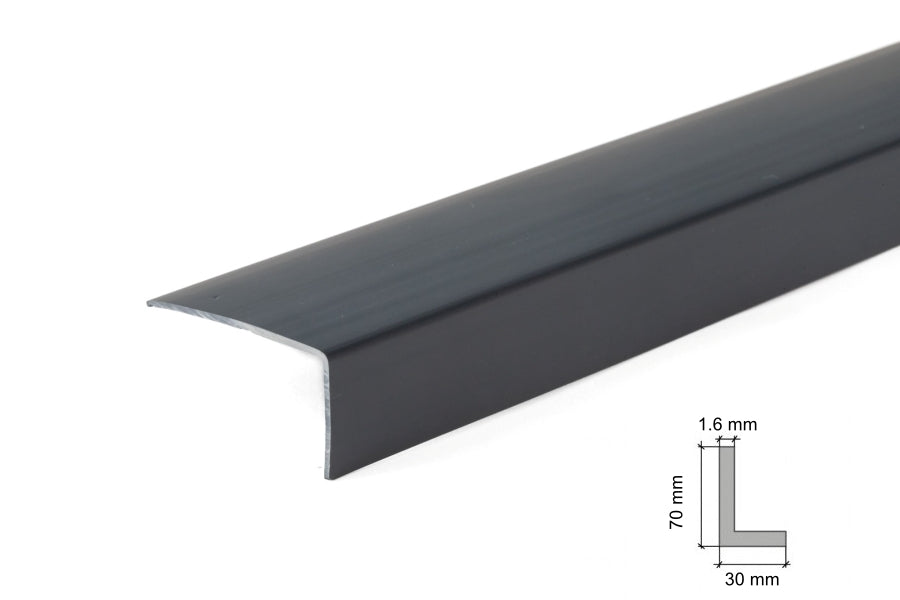1m & 2.48m Length â€“ Anthracite PVC Corner Angle Trim 90Â° Plastic Equal & Unequal RAL 7016 Edge Protector