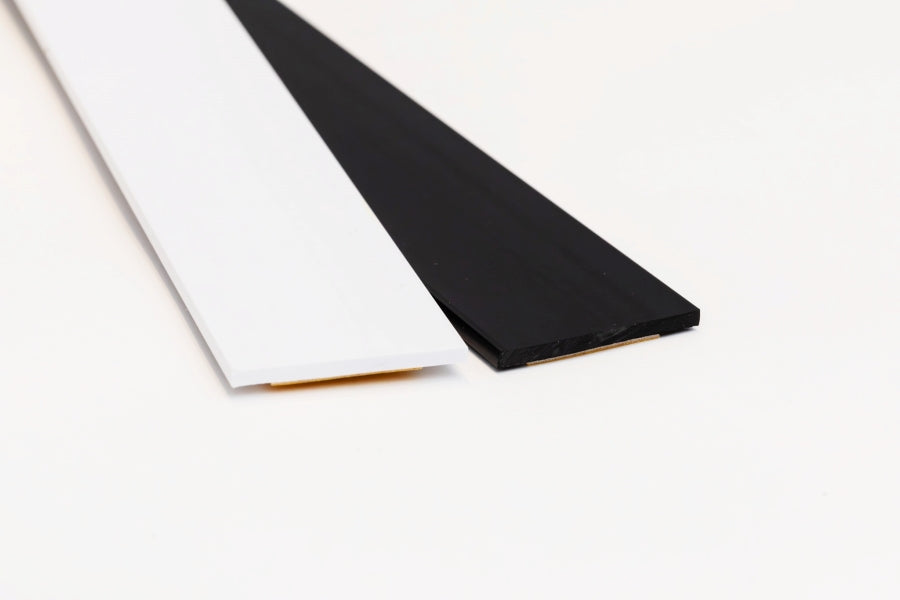 1m Length â€“ Self Adhesive PVC Flat Bar Cover Strip Black White Plastic - ER-Flat