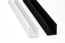PVC U Channel Edge Trim Profile - Black & White Rigid Plastic in 1 Metre Length
