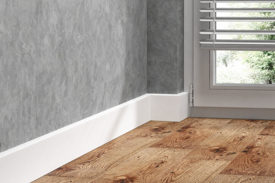 80 MM x 15 MM x 2200 MM Length â€“ PVC Skirting Board -White / Black / Cashmere- Status Line