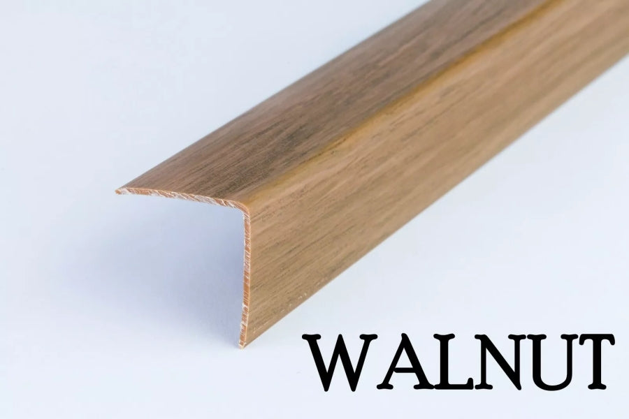 1m Length â€“ Wood Effect PVC Corner Angle Trim 90Â° Plastic Edge Protector Moulding