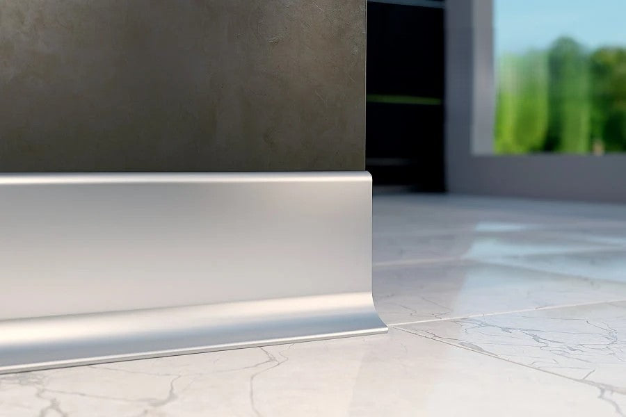 Aluminium Skirting Board 59 MM x 2500 MM Length Anodised Silver Trim Profile LP59