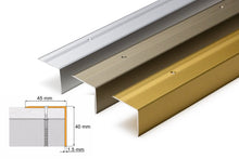 Aluminium Stair Nosing 45mm x 40mm Step Edge Trim - Silver, Gold & Champagne