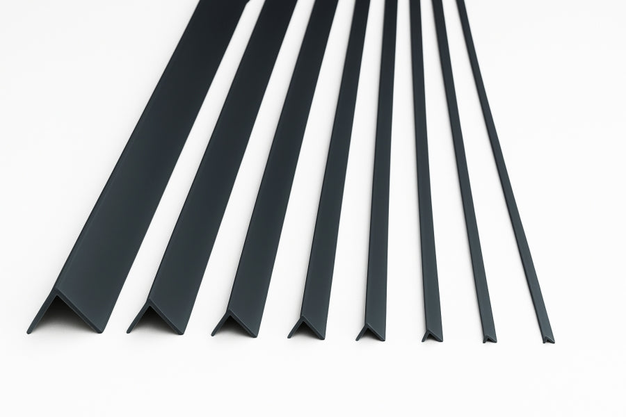 1m & 2.48m Length â€“ Anthracite PVC Corner Angle Trim 90Â° Plastic Equal & Unequal RAL 7016 Edge Protector