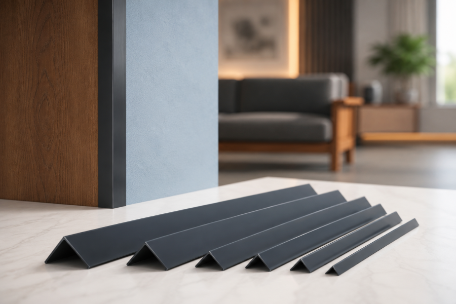 1m & 2.48m Length â€“ Anthracite PVC Corner Angle Trim 90Â° Plastic Equal & Unequal RAL 7016 Edge Protector