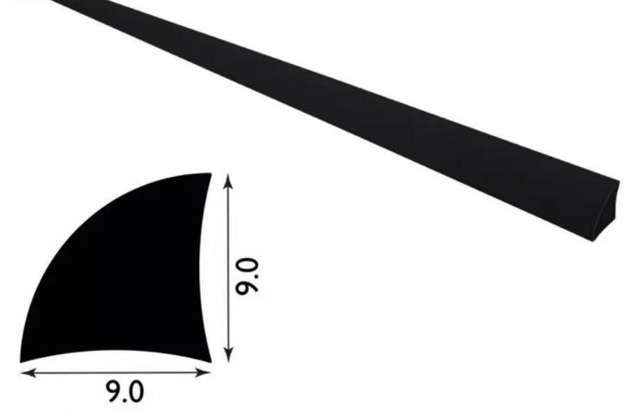 1m & 2.44m Length â€“ uPVC 9mm Quadrant Trim Moulding Decorative Flooring Window Edge Beading Worktop Strip