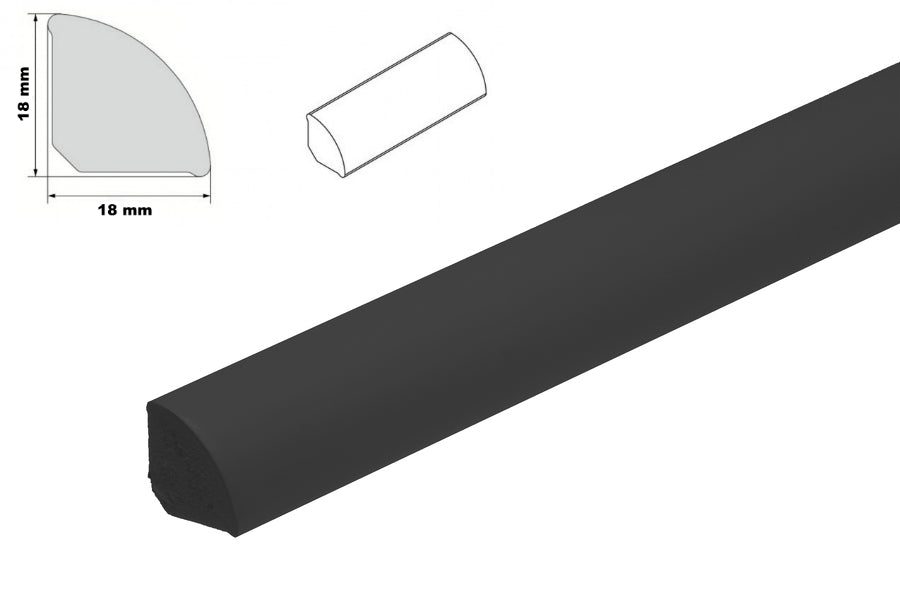 1m & 2.5m Length â€“ uPVC 18mm Quadrant Trim Moulding Decorative Flooring Window Edge Beading Worktop Strip