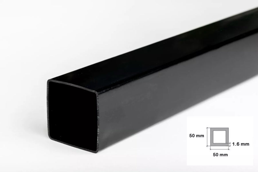 Plastic Box Section Square Tube - 1m & 2.5m Length â€“ Black & White Durable PVC