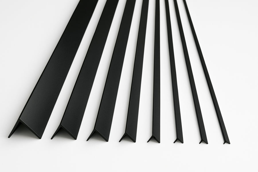 1m & 2.48m Length â€“ Black PVC Corner Angle Trim 90Â° Plastic Equal & Unequal Edge Protector