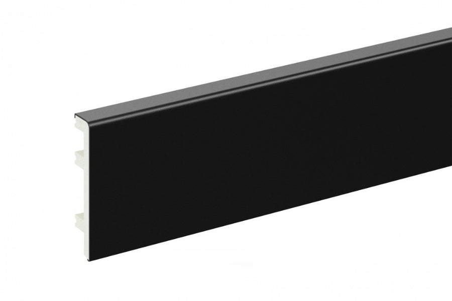 80 MM x 15 MM x 2200 MM Length â€“ PVC Skirting Board -White / Black / Cashmere- Status Line