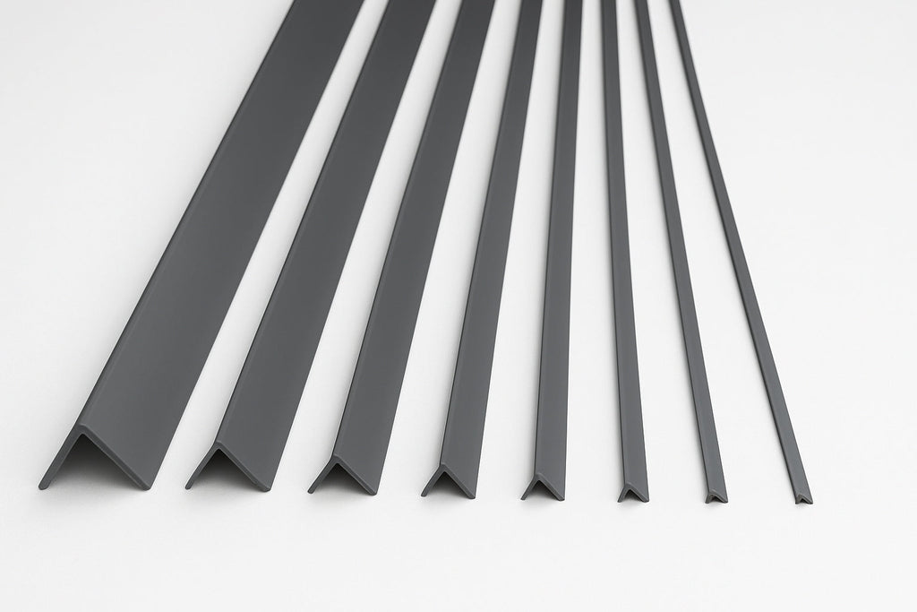 1m & 2.48m Length â€“ Dark Grey PVC Corner Angle Trim 90Â° Plastic Equal & Unequal Edge Protector