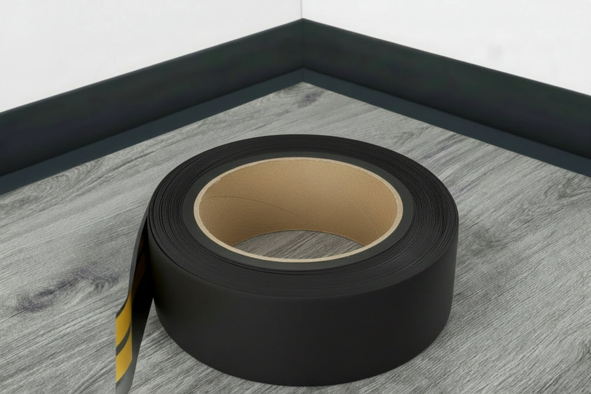 Self Adhesive Flexible PVC Skirting Board 50x20 MM x 5 M & 10 M Length Soft Trim Strip for Floor & Wall Edge Finishing
