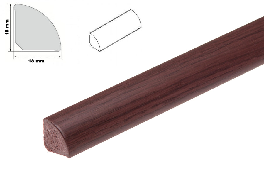 1m & 2.5m Length â€“ uPVC 18mm Quadrant Trim Moulding Decorative Flooring Window Edge Beading Worktop Strip