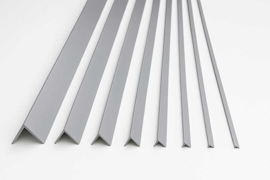 1m & 2.48m Length â€“ Light Grey PVC Corner Angle Trim 90Â° Plastic Equal & Unequal Edge Protector