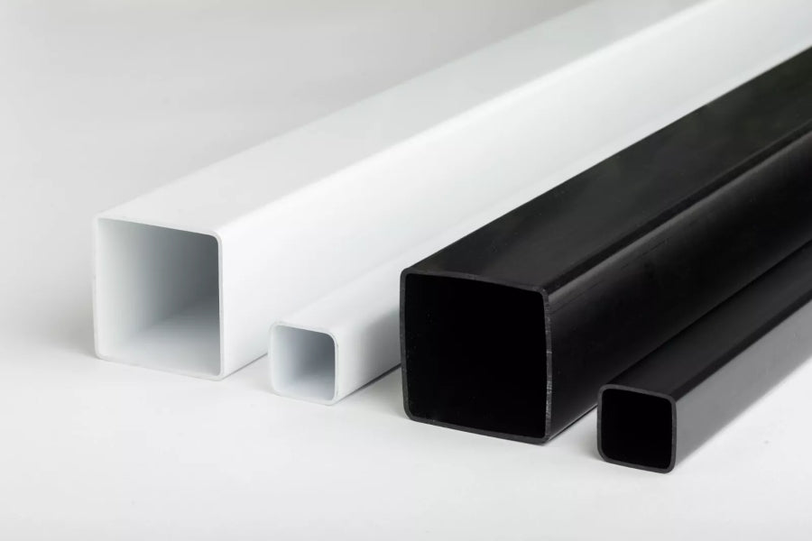 Plastic Box Section Square Tube - 1m & 2.5m Length â€“ Black & White Durable PVC