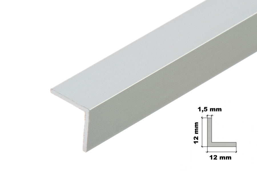 Anodised Aluminium Extruded Angle Corner 1 M / 39.37" Length Silver & Gold