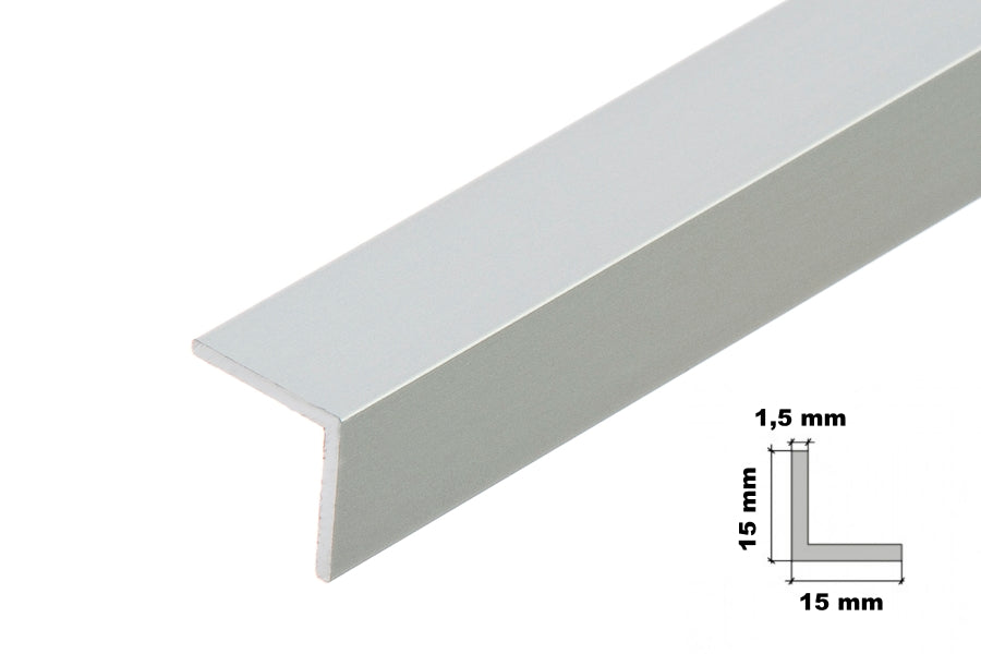 Anodised Aluminium Extruded Angle Corner 1 M / 39.37" Length Silver & Gold