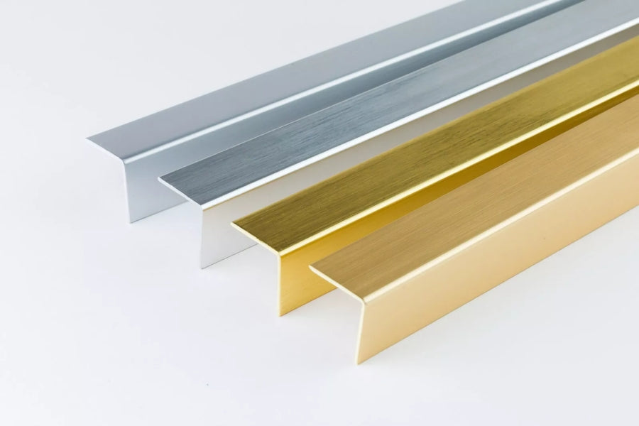 1m & 2.48m Length â€“ PVC Corner Angle Trim Profiles 90Â° Plastic Equal & Unequal Gold Silver Brushed Finish