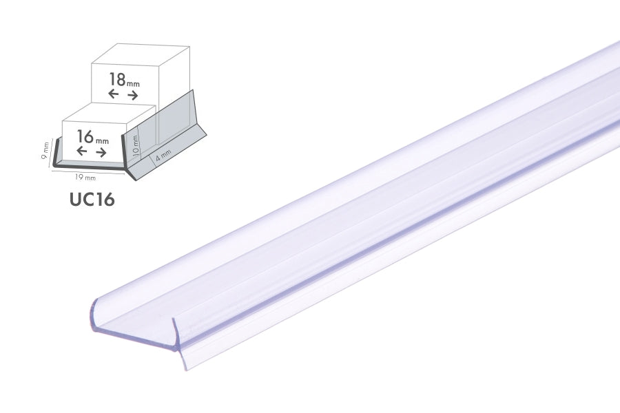 PVC Plinth Sealing Strip Transparent 16â€“18mm Kickboard Trim for MDF Panels 1m & 2.5m