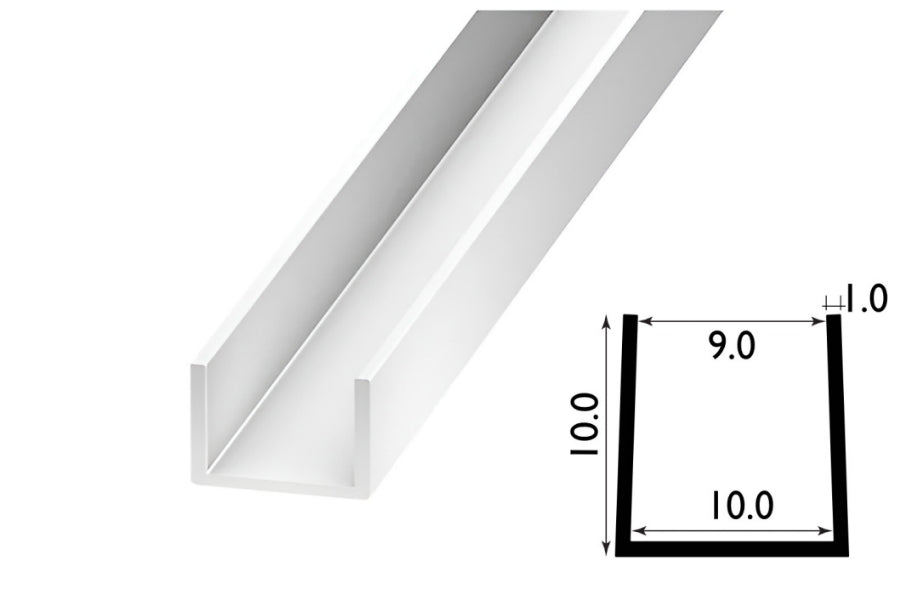 PVC U Channel Profile Edge Trim 1 M / 39.37 Inch Length Black & White Rigid Plastic TW