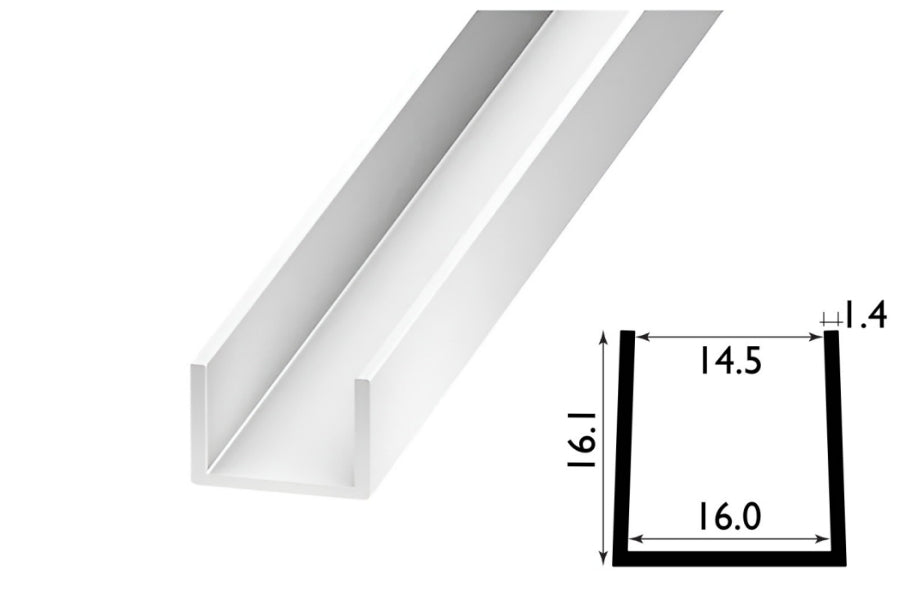 PVC U Channel Profile Edge Trim 1 M / 39.37 Inch Length Black & White Rigid Plastic TW