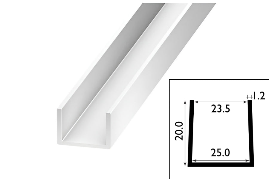 PVC U Channel Profile Edge Trim 1 M / 39.37 Inch Length Black & White Rigid Plastic TW