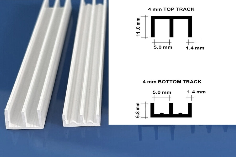 Vivarium Glass Runners Track Double Channel 4 MM 6 MM x 610 MM 910 MM & 2440 MM Length Top & Bottom