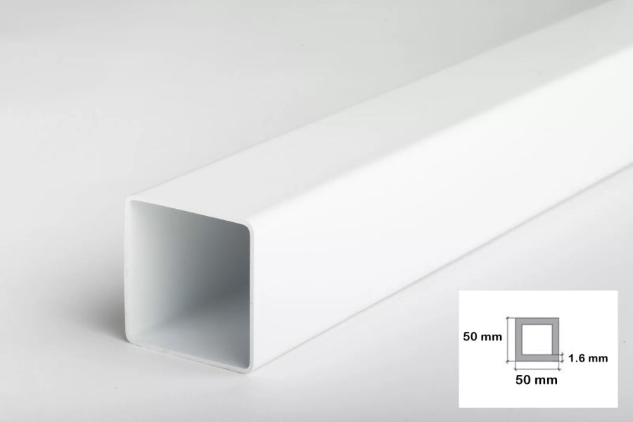 Plastic Box Section Square Tube - 1m & 2.5m Length â€“ Black & White Durable PVC