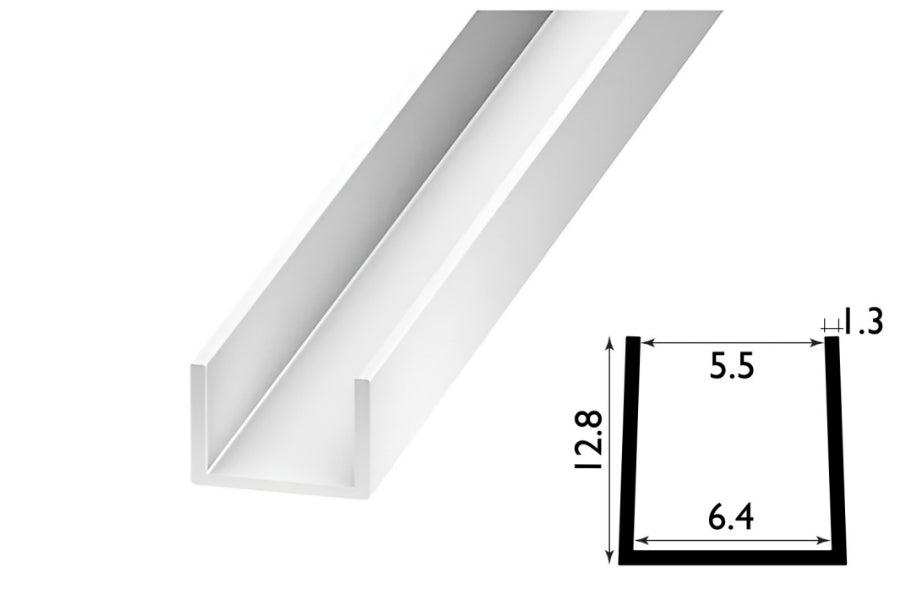 PVC U Channel Profile Edge Trim 1 M / 39.37 Inch Length Black & White Rigid Plastic TW