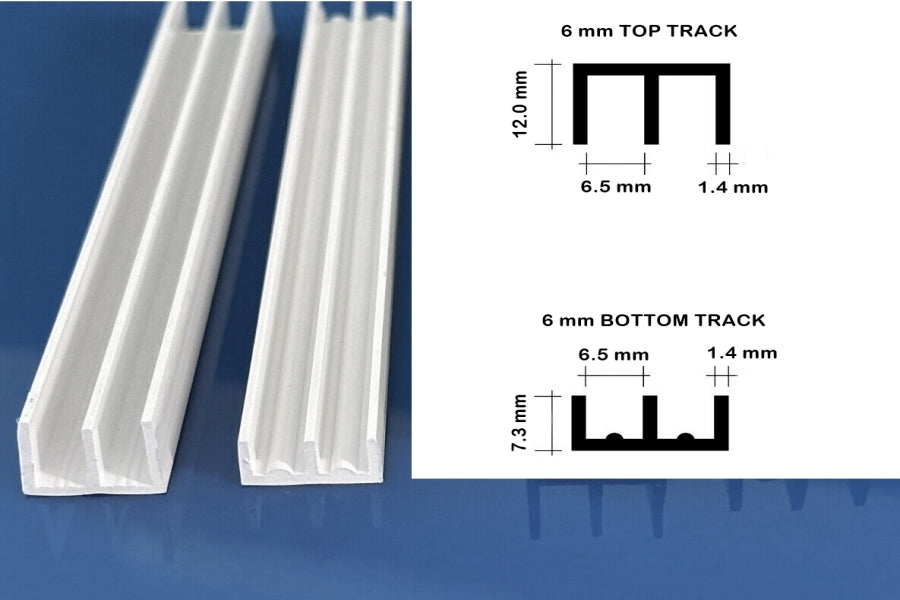 Vivarium Glass Runners Track Double Channel 4 MM 6 MM x 610 MM 910 MM & 2440 MM Length Top & Bottom