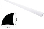 1m & 2.44m Length â€“ uPVC 9mm Quadrant Trim Moulding Decorative Flooring Window Edge Beading Worktop Strip