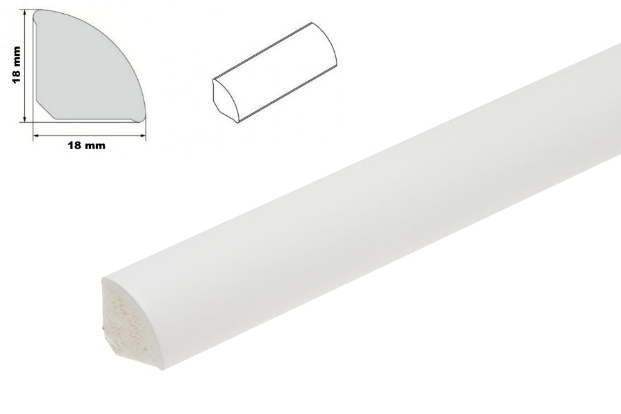 1m & 2.5m Length â€“ uPVC 18mm Quadrant Trim Moulding Decorative Flooring Window Edge Beading Worktop Strip